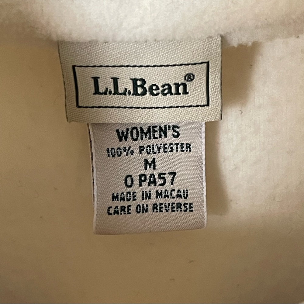 L.L. Bean Fleece Jacket With Pockets Cream & Blue Fair Isle Medium - Picture 6 of 8